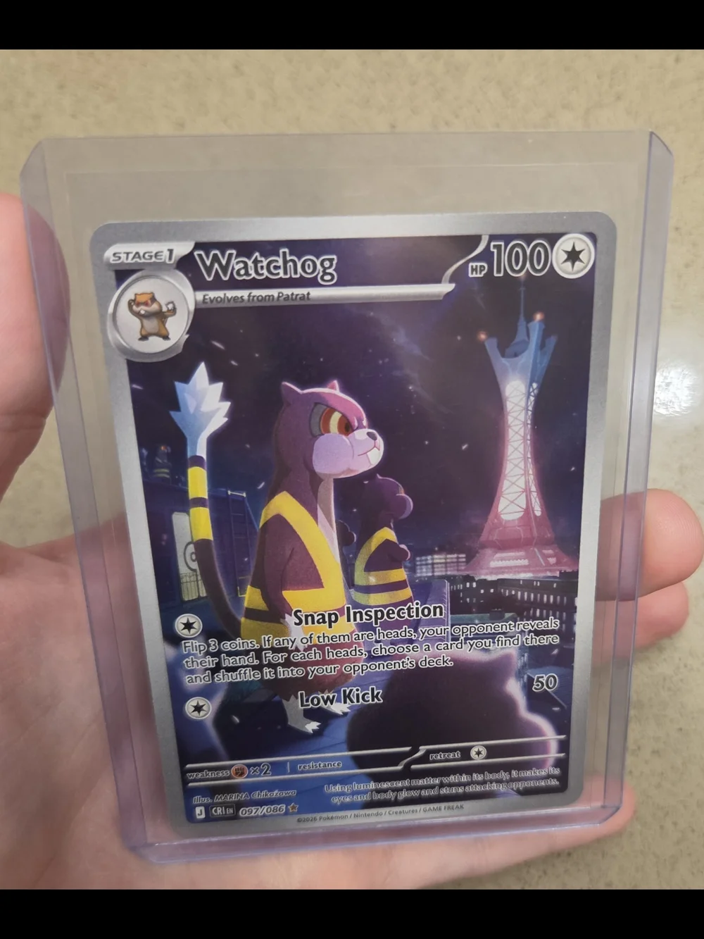 Watchog - 097/086 - Illustration Rare NM, English Pokemon Chaos Rising
